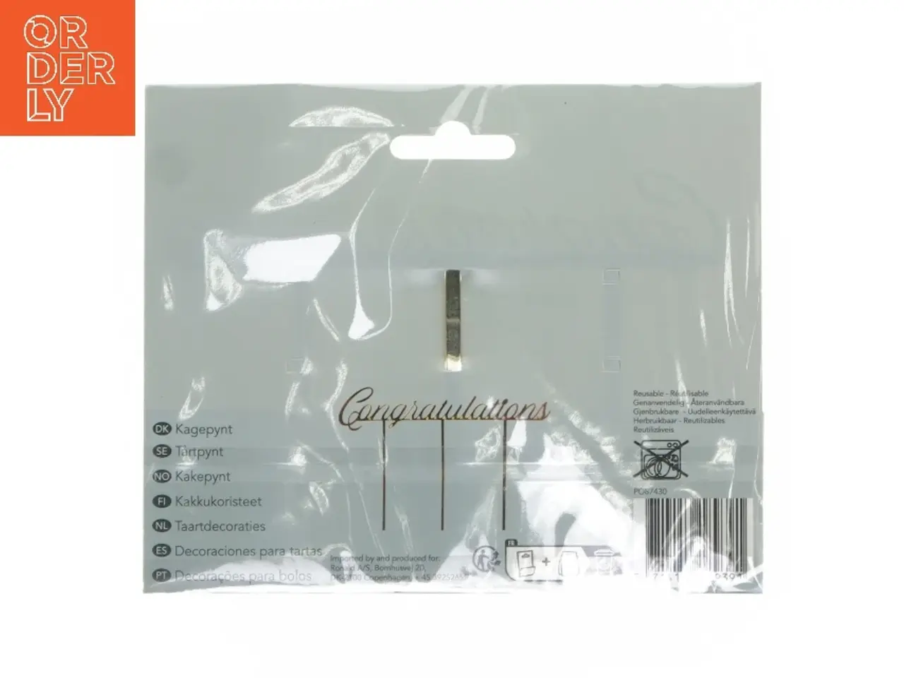 Billede 2 - Kagepynt med tekst 'Congratulations' (str. 16x13 cm)