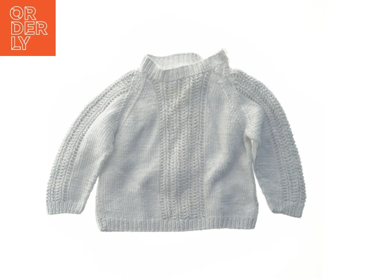 Billede 2 - Hvid strikket trøje til baby (str. Bryst. 25 cm. længde. 26 cm)