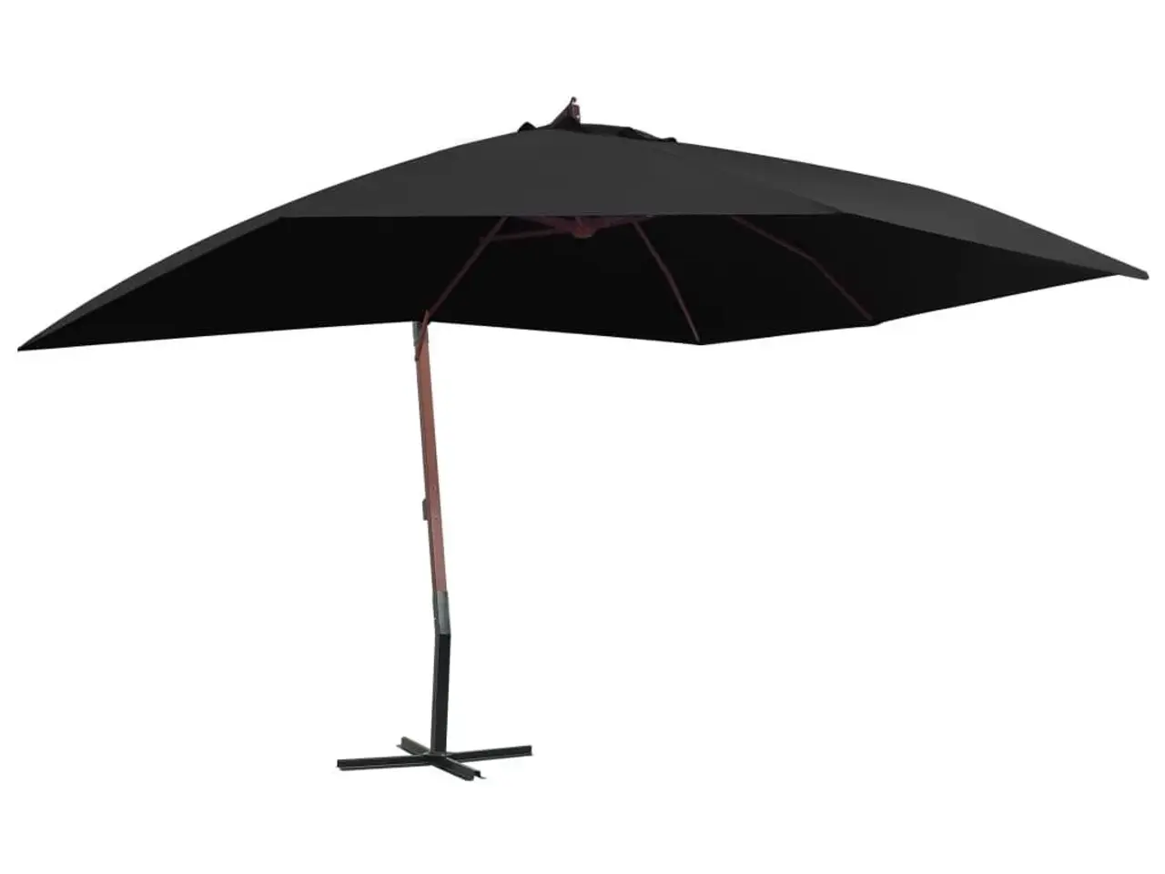 Billede 1 - Hængeparasol 400 × 300 cm med træstang - sort