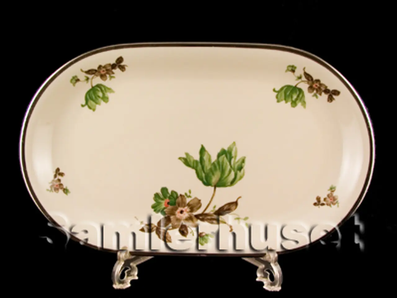 Billede 1 - Grøn Vallø Platin Stegefad 42x26 cm.