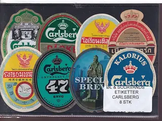 Øl og Sodavands Etiketter - Carlsberg - 8 Stk.
