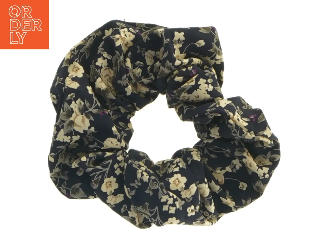 Billede 1 - Hår elastik med blomstermønster, scrunchie (str. Ø 11 cm)