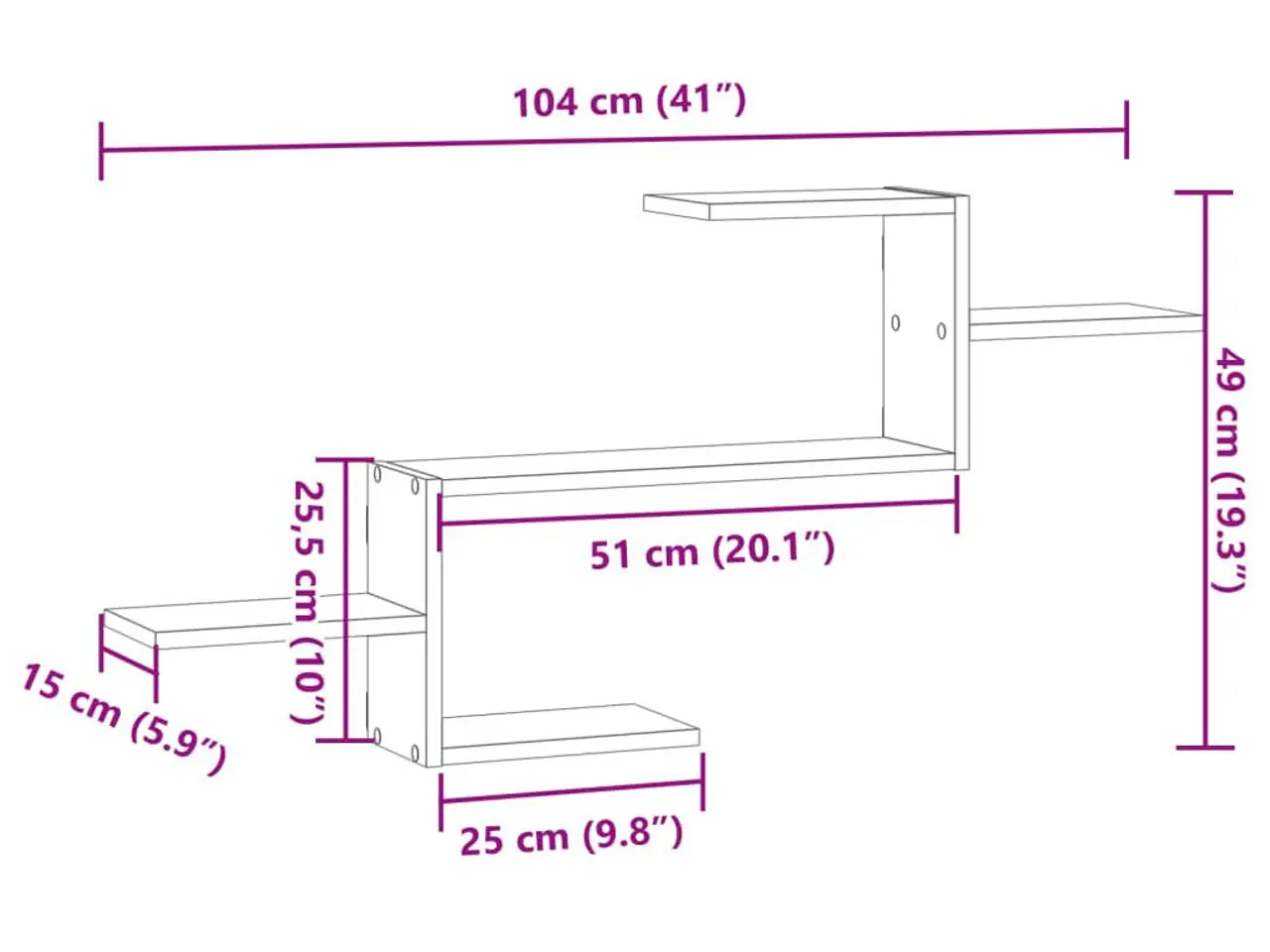 Billede 11 - Væghylde 104×15×49 cm i konstrueret træ - røget egetræsfarve