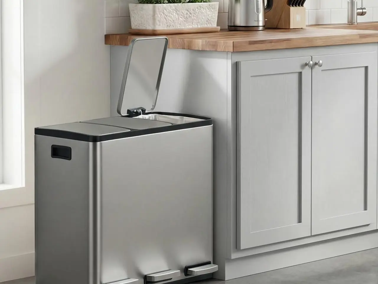 Billede 5 - Affaldsspand til sortering 3 x 18 l med pedal - sølv