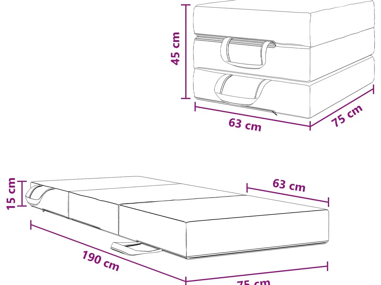 Billede 10 - Foldbar sovesofa - gråbrun 75 × 63 × 45 cm