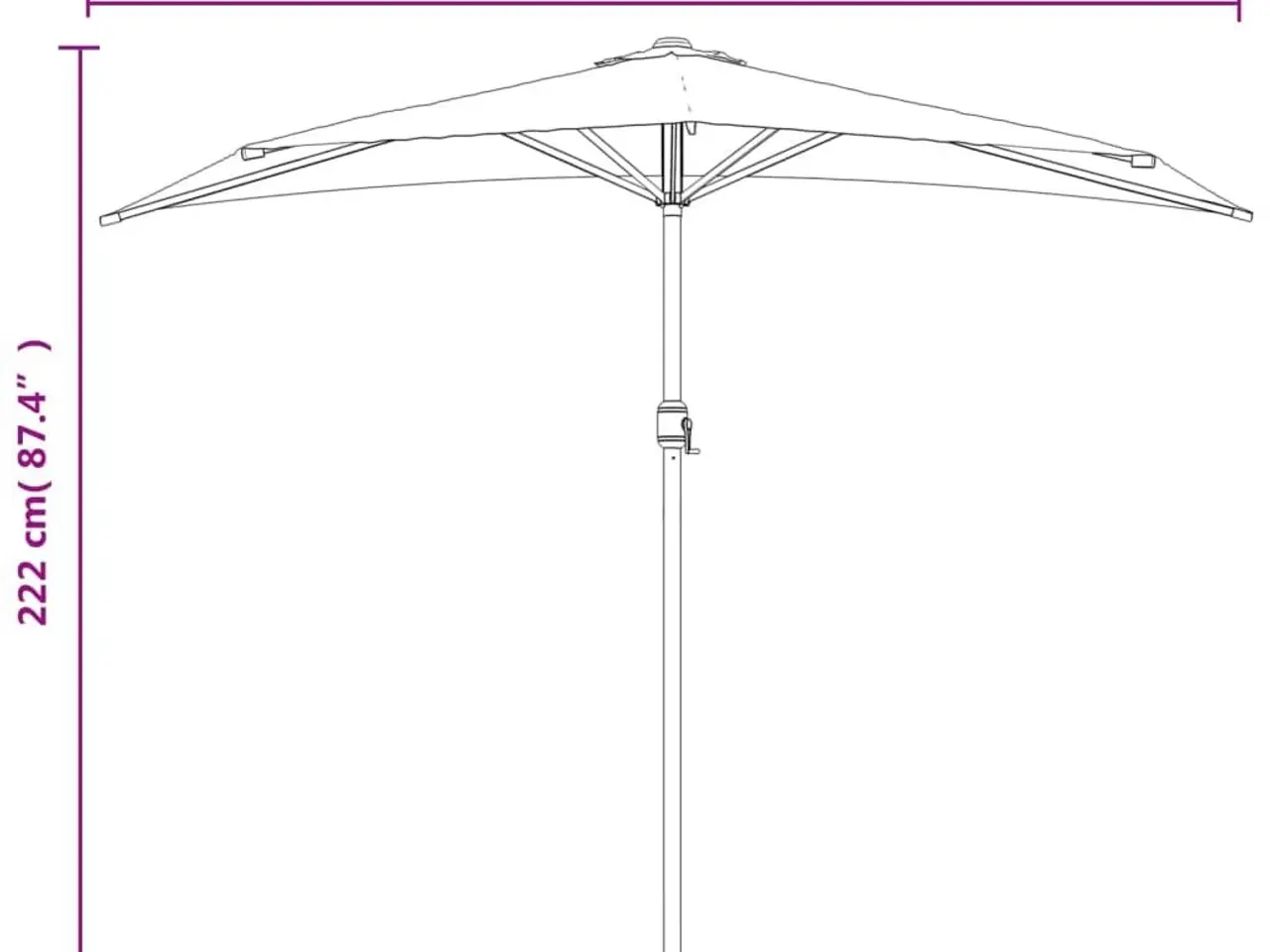 Billede 9 - Balkonparasol halv - antracitgrå 270 × 144 cm med aluminiumsstang