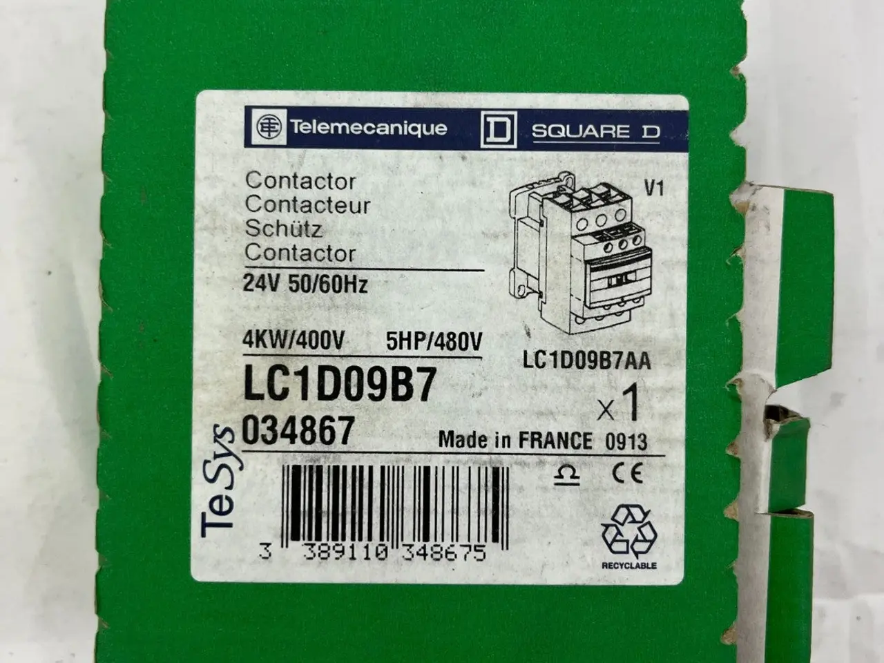 Billede 4 - Telemecanique LC1D09B7 kontaktor 24V AC Coil, 3P,