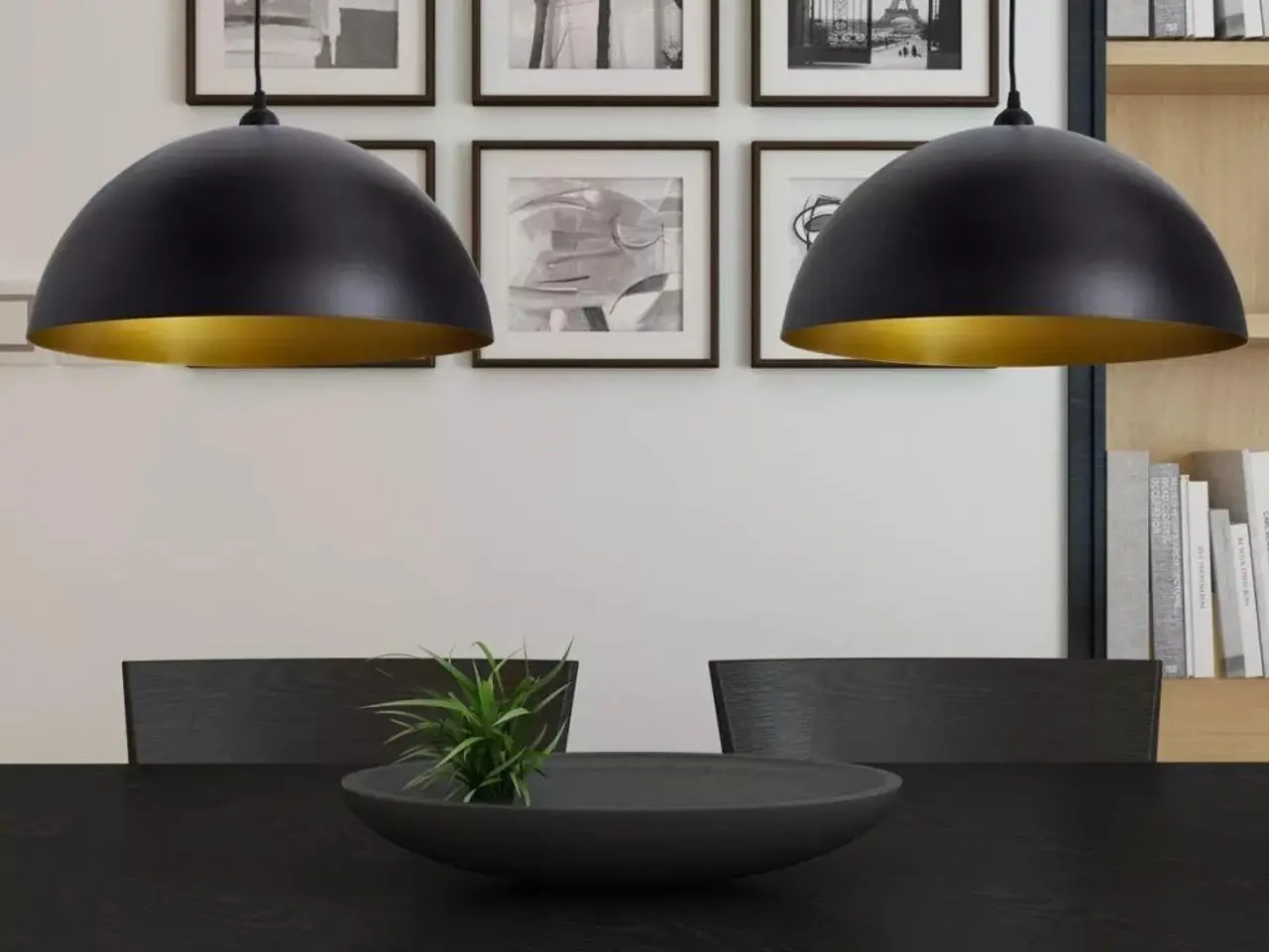 Billede 3 - Loftslampe halvkugle 2 stk. højdejusterbar sort