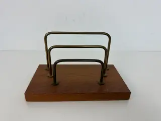 Retro papirholder / brevholder i teak og messing