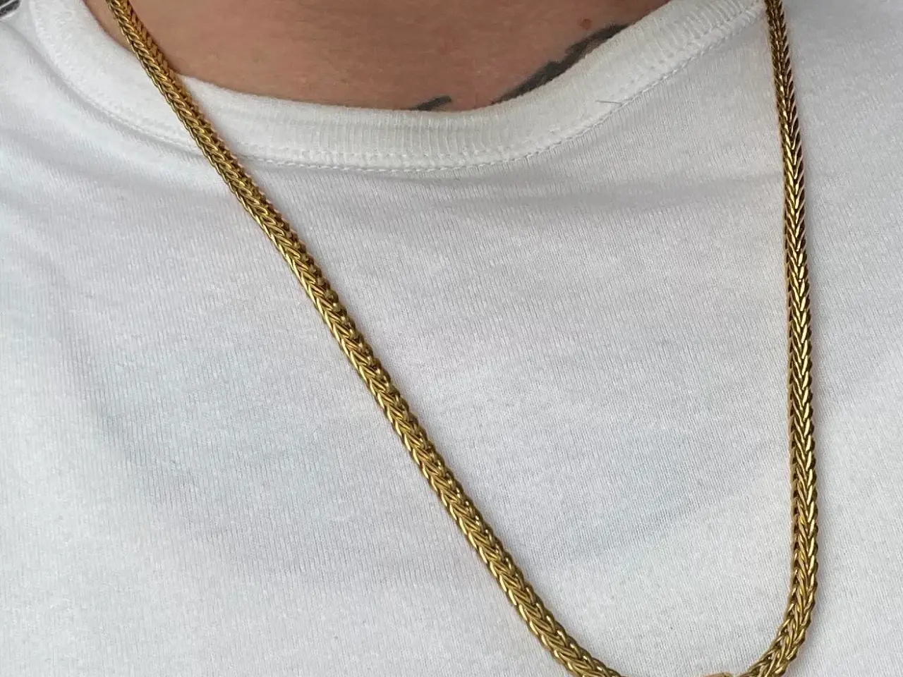 Billede 2 - 4mm 14kt goldfilled Franco kæde med Thors hammer