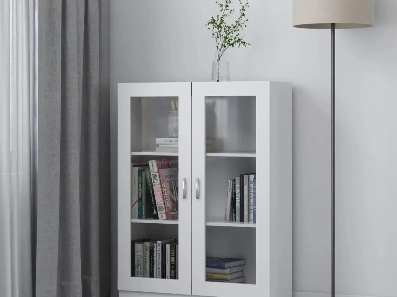Billede 1 - Vitrineskab 82,5x30,5x115 cm spånplade hvid