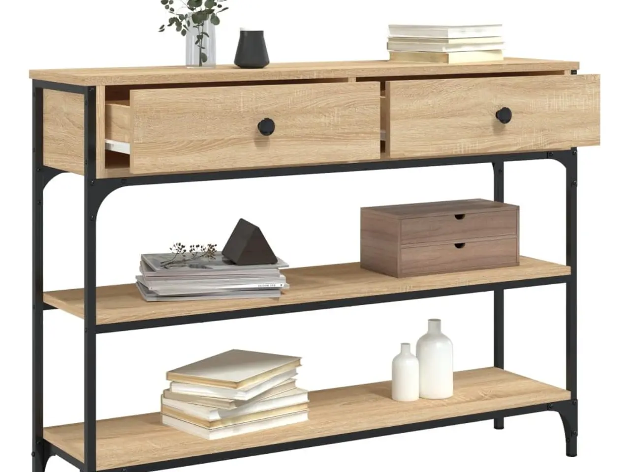 Billede 4 - Konsolbord 100x25x75 cm konstrueret træ sonoma-eg