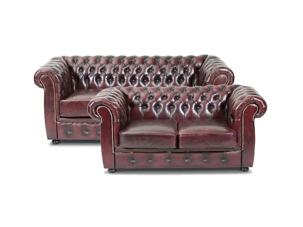 Billede 1 - Liverpool Chesterfield 2+3 pers. sofa - Oxblod læder