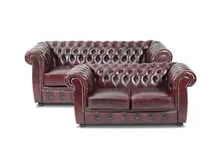 Liverpool Chesterfield 2+3 pers. sofa - Oxblod læder
