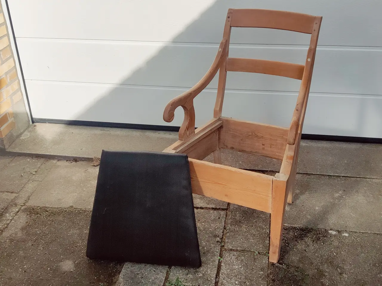 Billede 5 - Antik Stol med hestehårsstof 