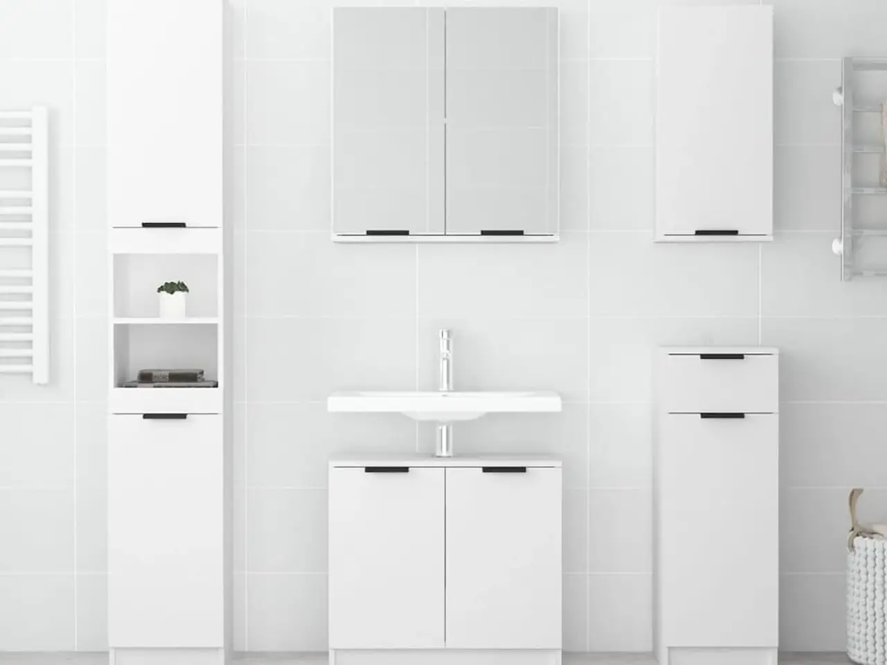 Billede 3 - Væghængt badeværelsesskab 32x20x67 cm hvid