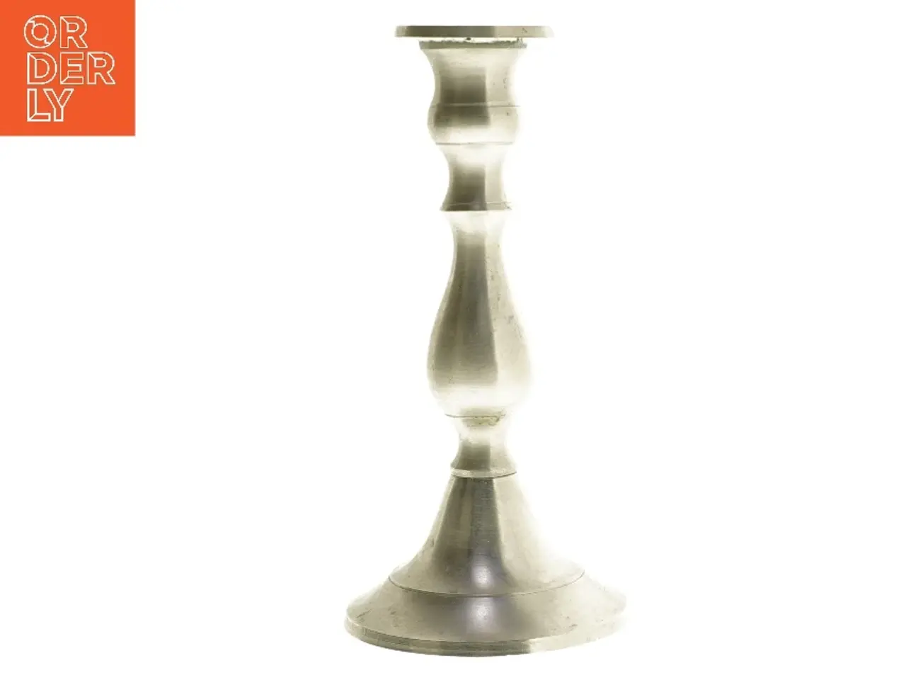 Billede 1 - Sølvfarvet lysestage i metal (str. 20 cm)