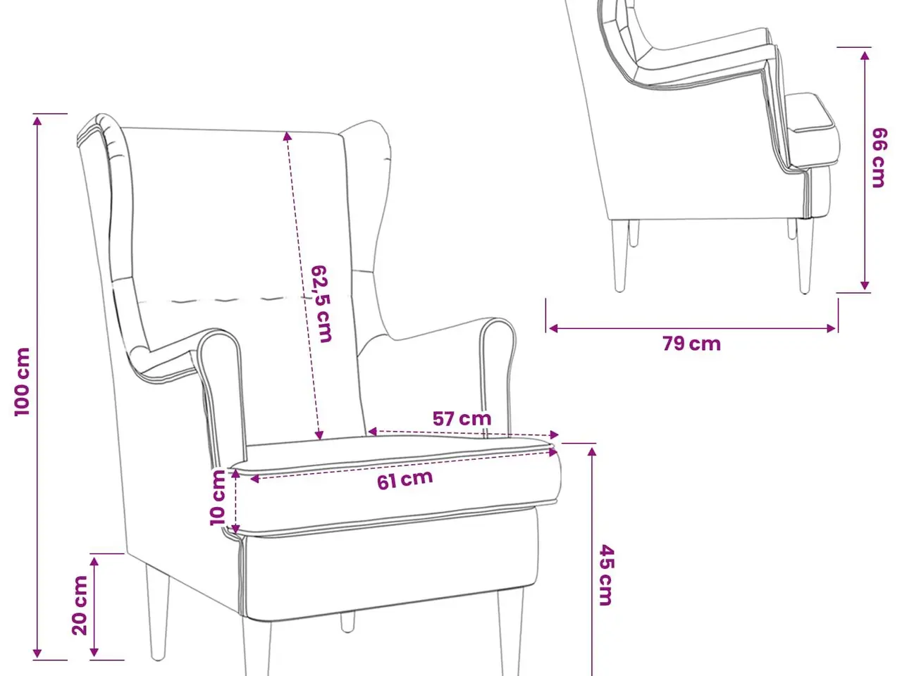 Billede 8 - Lænestol i lyserød bouclé - moderne loungestol med træben