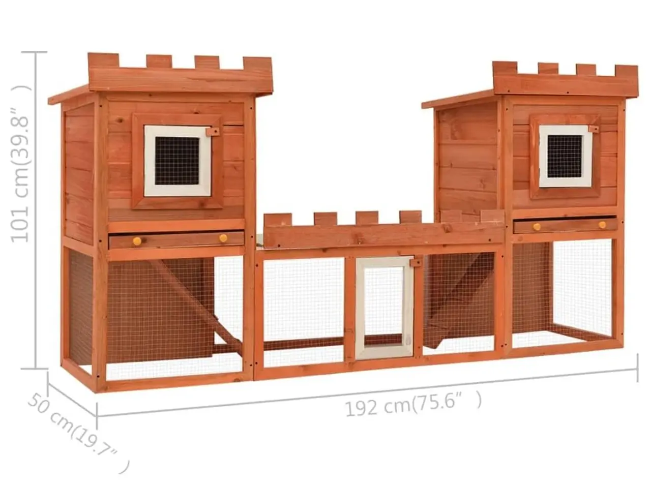 Billede 9 - Udendørs kaninbur med 2 huse - 192 x 50 x 101 cm