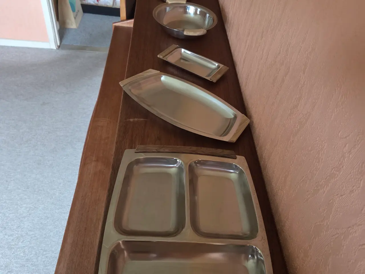 Billede 2 - Retro serveringssæt – 7 dele i rustfrit stål
