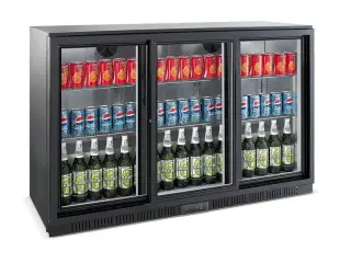 Backbar / barkøleskab 320 liter – med 3 skydedøre