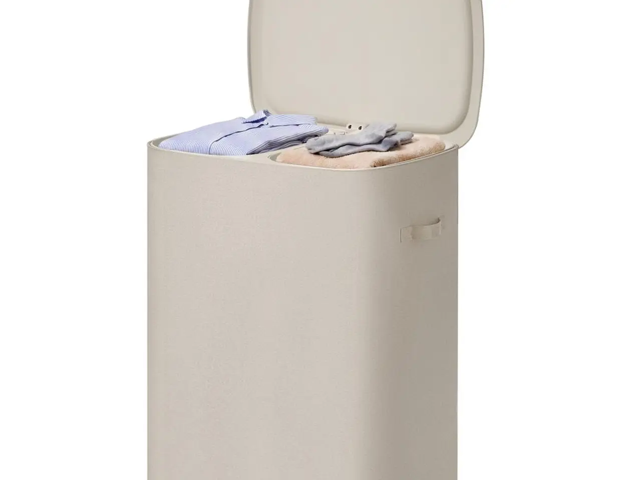 Billede 2 - Vasketøjskurv med låg 160 l, 2 rum - beige