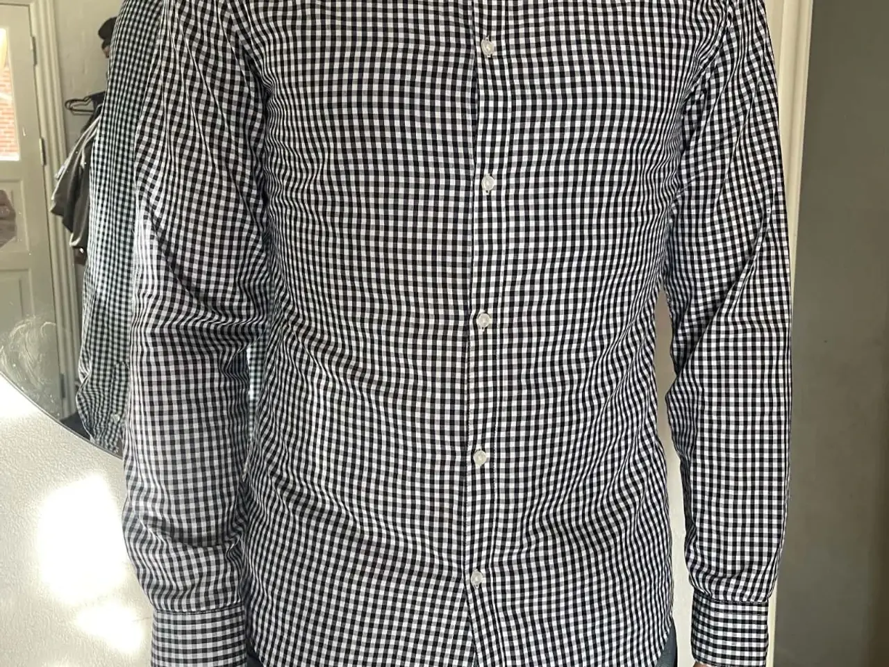 Billede 1 - H&M blåternet skjorte easy iron slim fit M