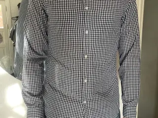 H&M blåternet skjorte easy iron slim fit M