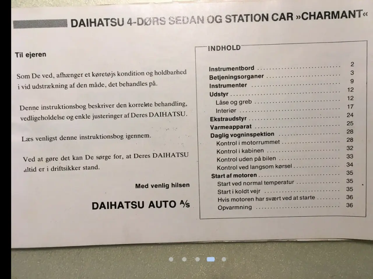 Billede 4 - Daihatsu Charmant instruktions bog, velholdt