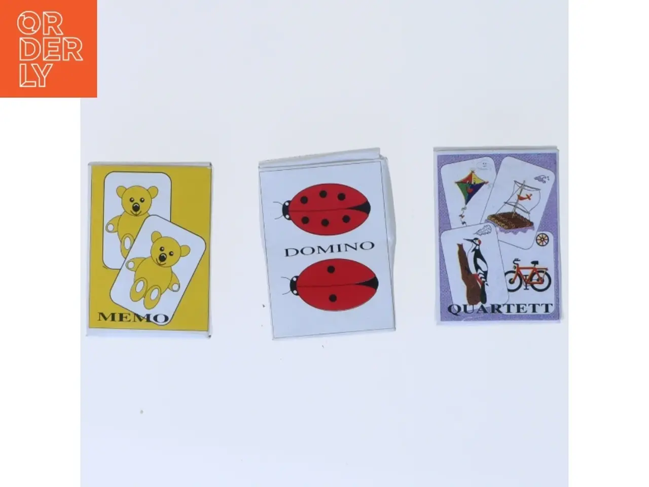 Billede 1 - Miniture Kortspil sæt med Memo, Domino og Quartett (str. 5x3,5 cm)
