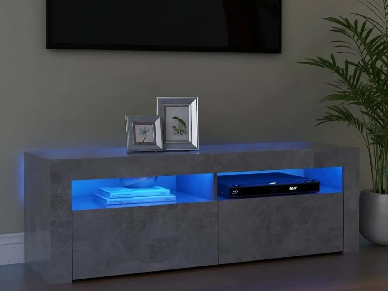 Billede 1 - TV-bord med LED-lys 120 x 35 x 40 cm - betongrå