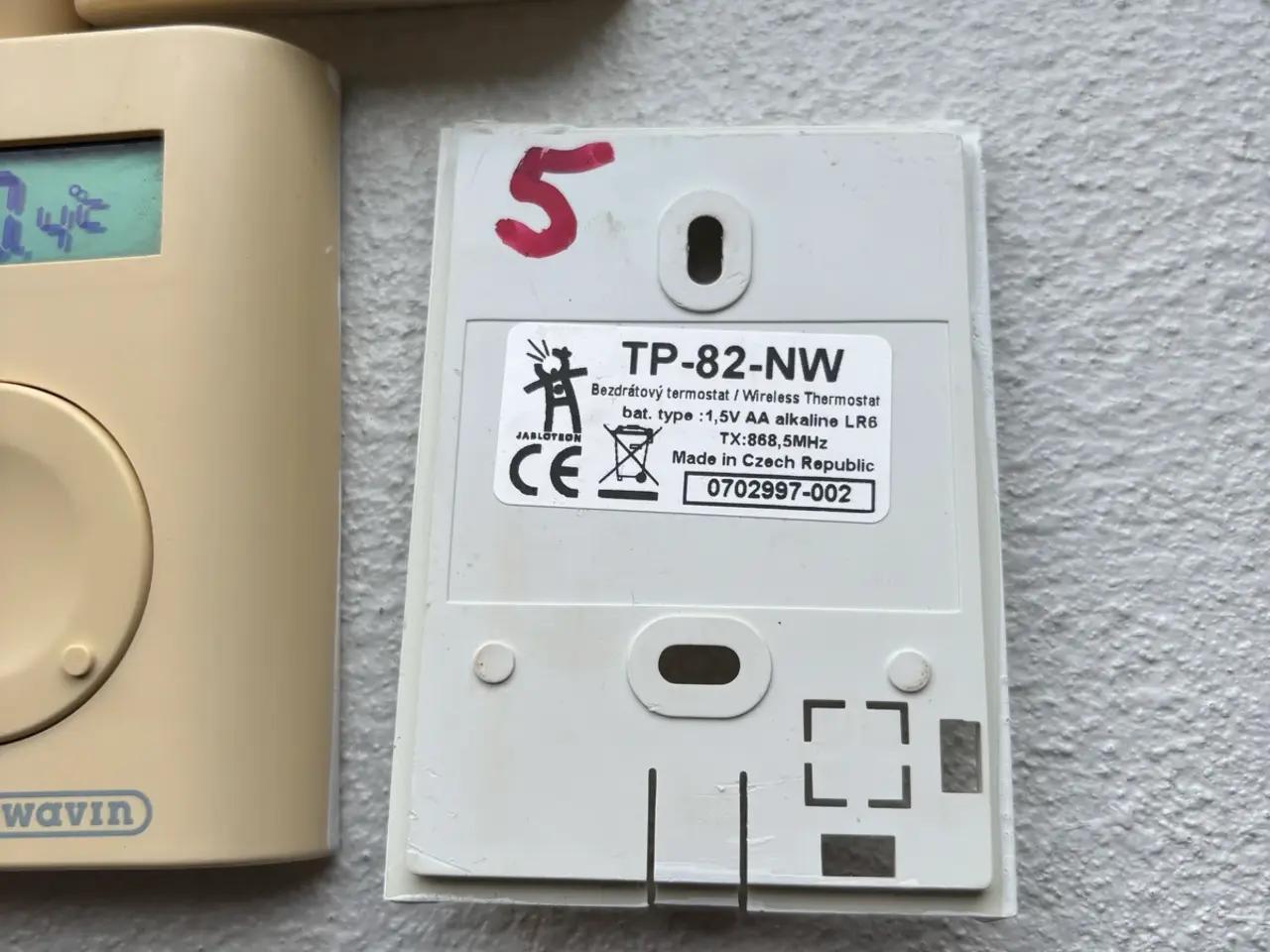 Billede 2 - Wavin TP82-NW rumtermostater