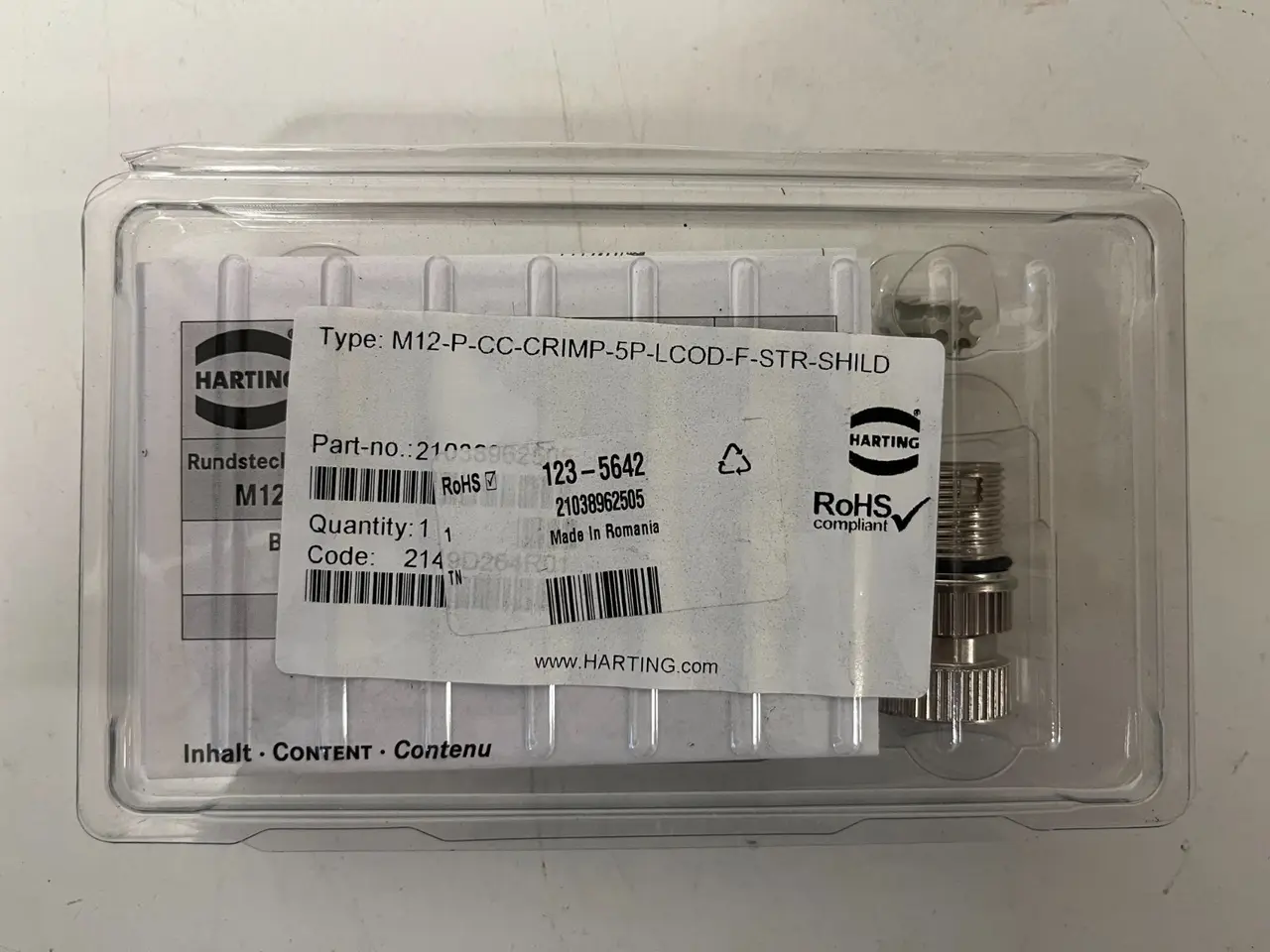 Billede 5 - 9x HARTING M12 Connectors 21035642 5-Pin Shielded