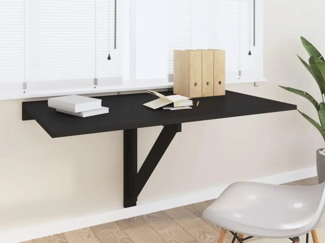 Billede 1 - Væghængt klapbord 100×60×56 cm i konstrueret træ - sort