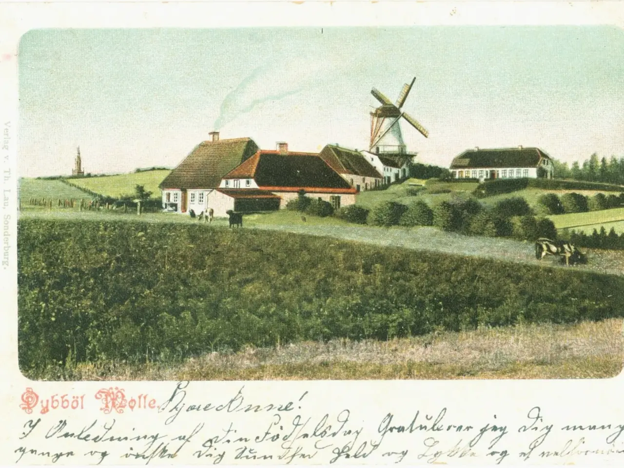 Billede 1 - Dybbøl Mølle med tilhørende bygninger. 1903