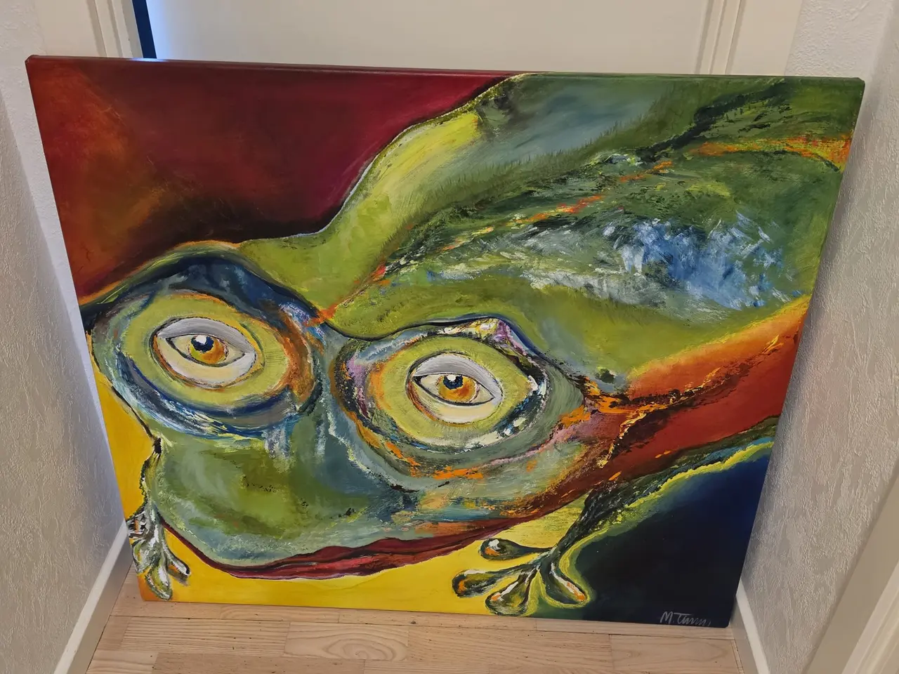 Billede 3 - Originalt oliemaleri – frø, 100 × 90 cm, signeret