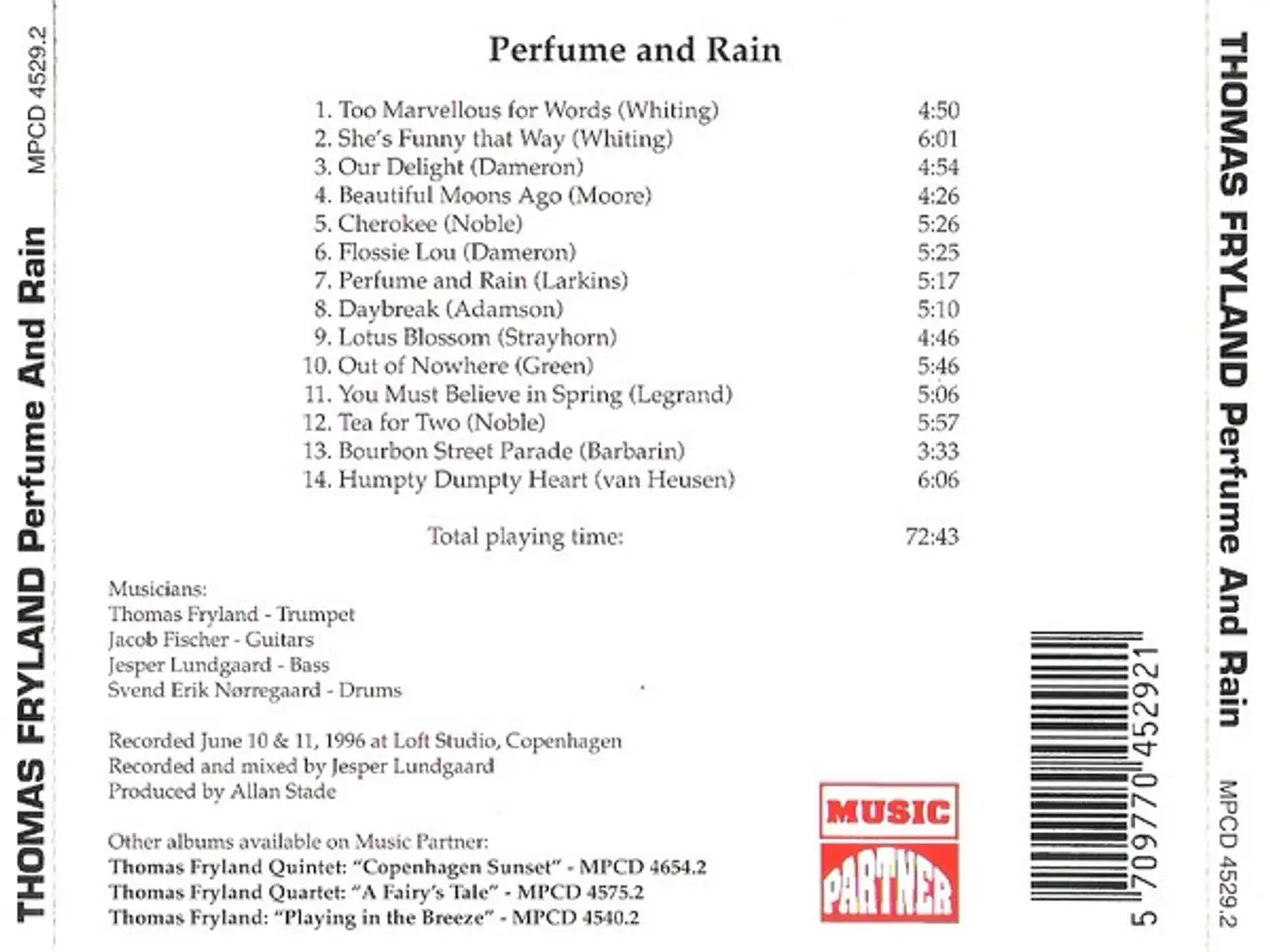 Billede 3 - Thomas Fryland – Perfume And Rain – CD