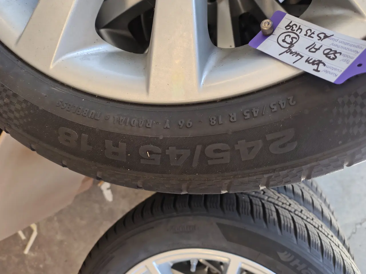 Billede 7 - Fire alufælge med dæk CONTINENTAL 245/45 R 18