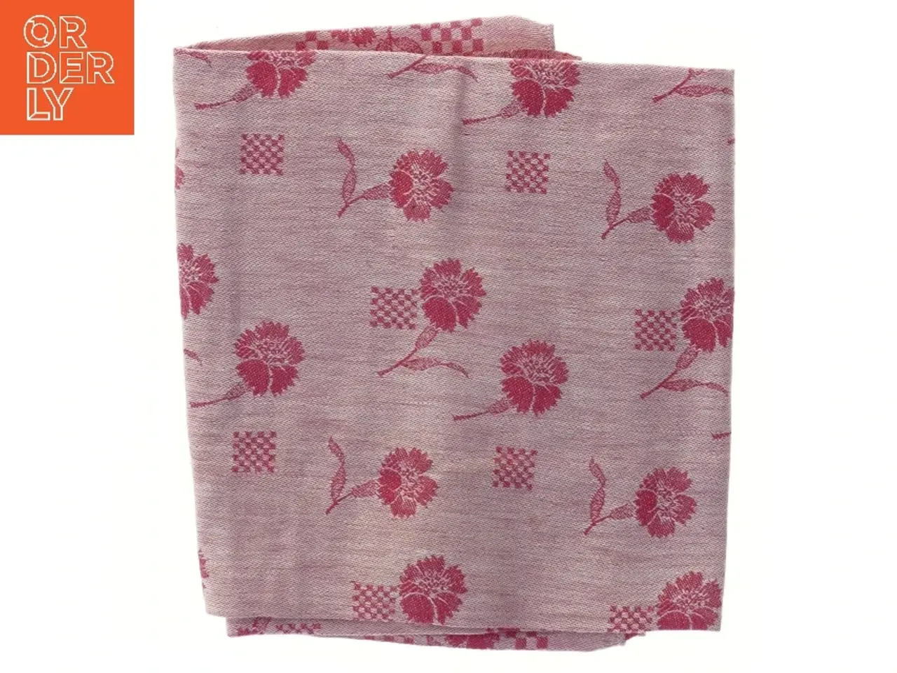 Billede 1 - Rosa tekstil med blomsterdesign (str. 90x95 cm)