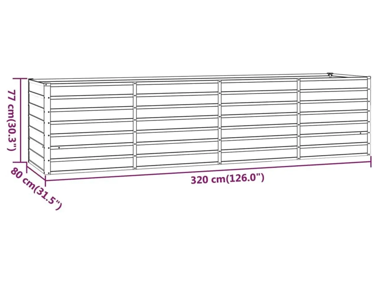 Billede 8 - Højbed i cortenstål 320 × 80 × 77 cm - rustfarvet plantekasse