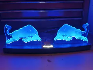 Red Bull display, night blue, ice blue