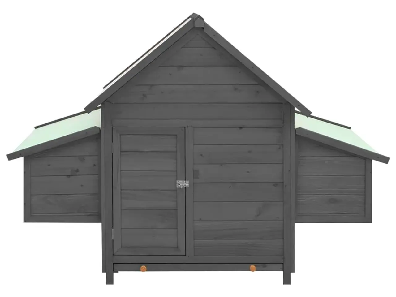 Billede 3 - Hønsehus i massivt grantræ - grå/hvid, 150 × 96 × 110 cm