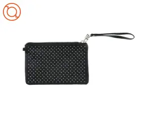 Sort læderpræget taske clutch Pung med nitter (str. 20 x 12)
