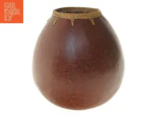 Brun keramikvase med flettet kant (str. 21x21 cm)