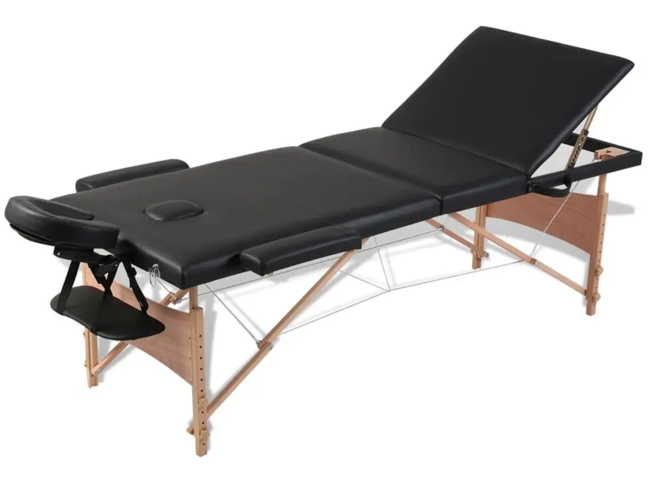 Billede 1 - Sammenfoldeligt massagebord med træstel 3 zoner sort