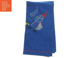 Blå jule dug med broderi (str. 80x88 cm)