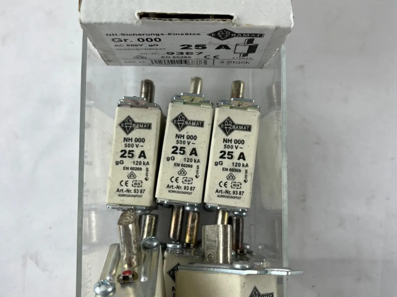 Billede 4 - parti 13x NH000 25A 500V gG sikringer Bals E‑BAMAT