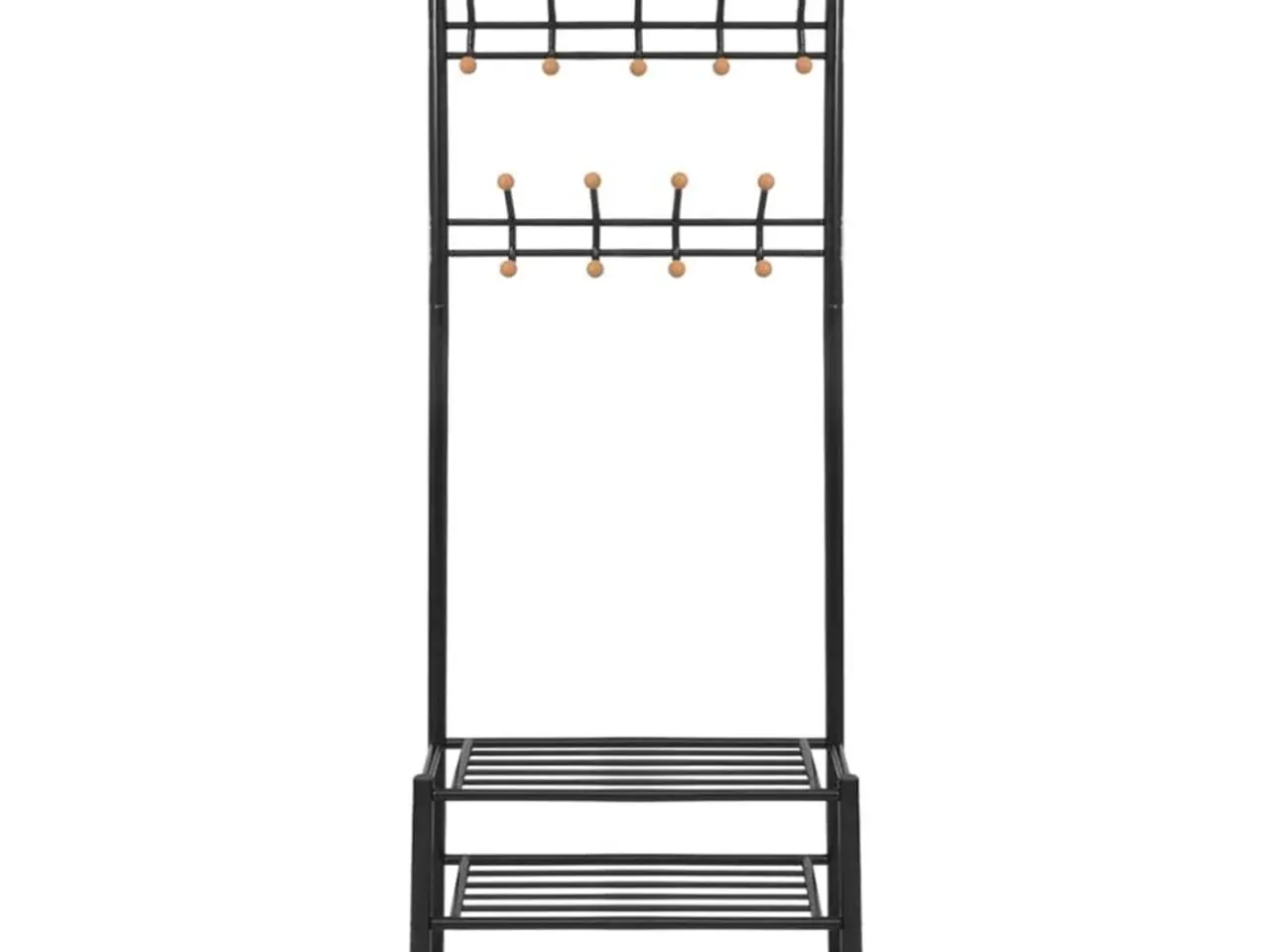 Billede 2 - Knagerække med skoopbevaring - 68 × 32 × 182,5 cm - sort stål
