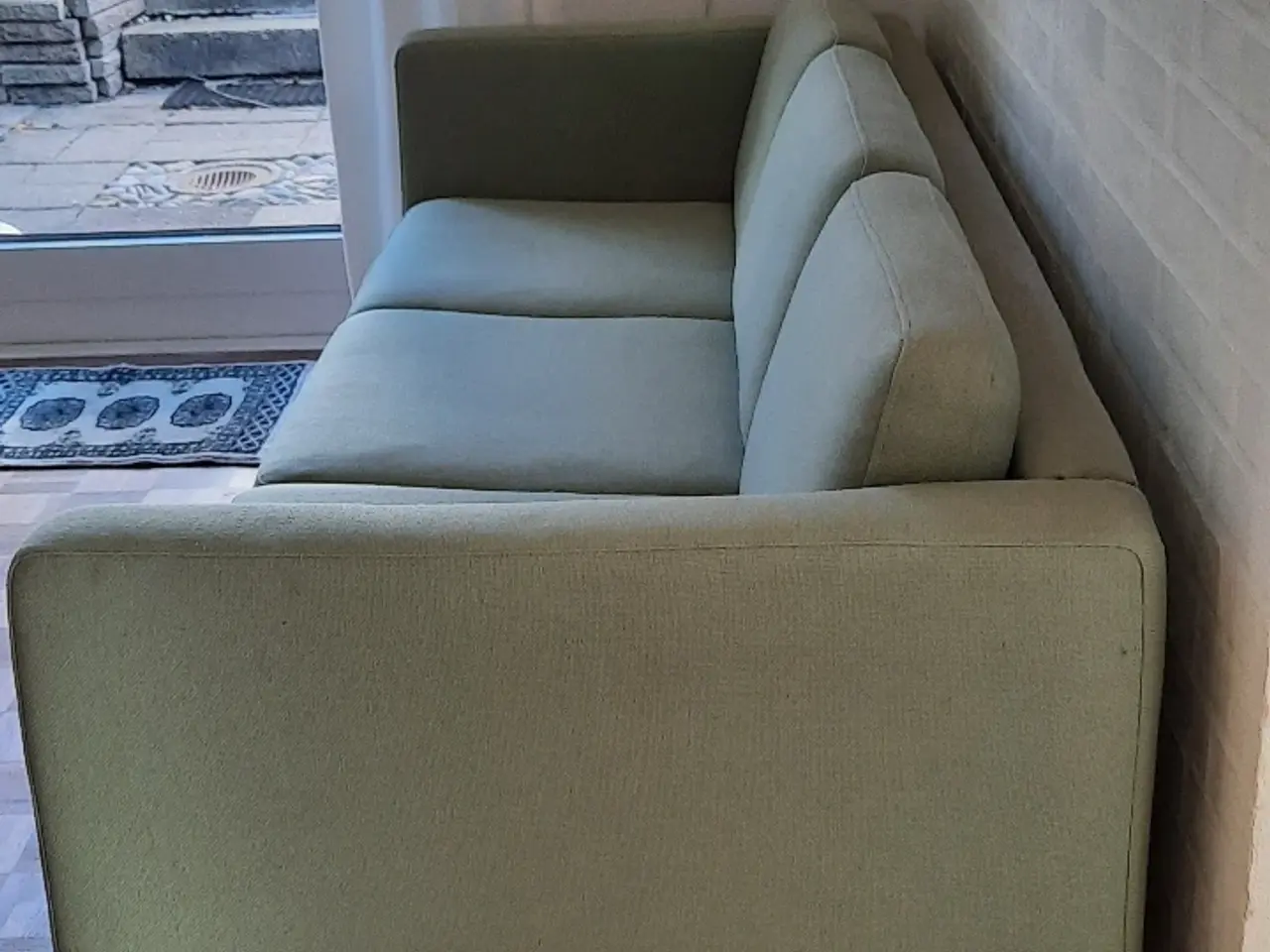 Billede 1 - Grøn uldstof sofa