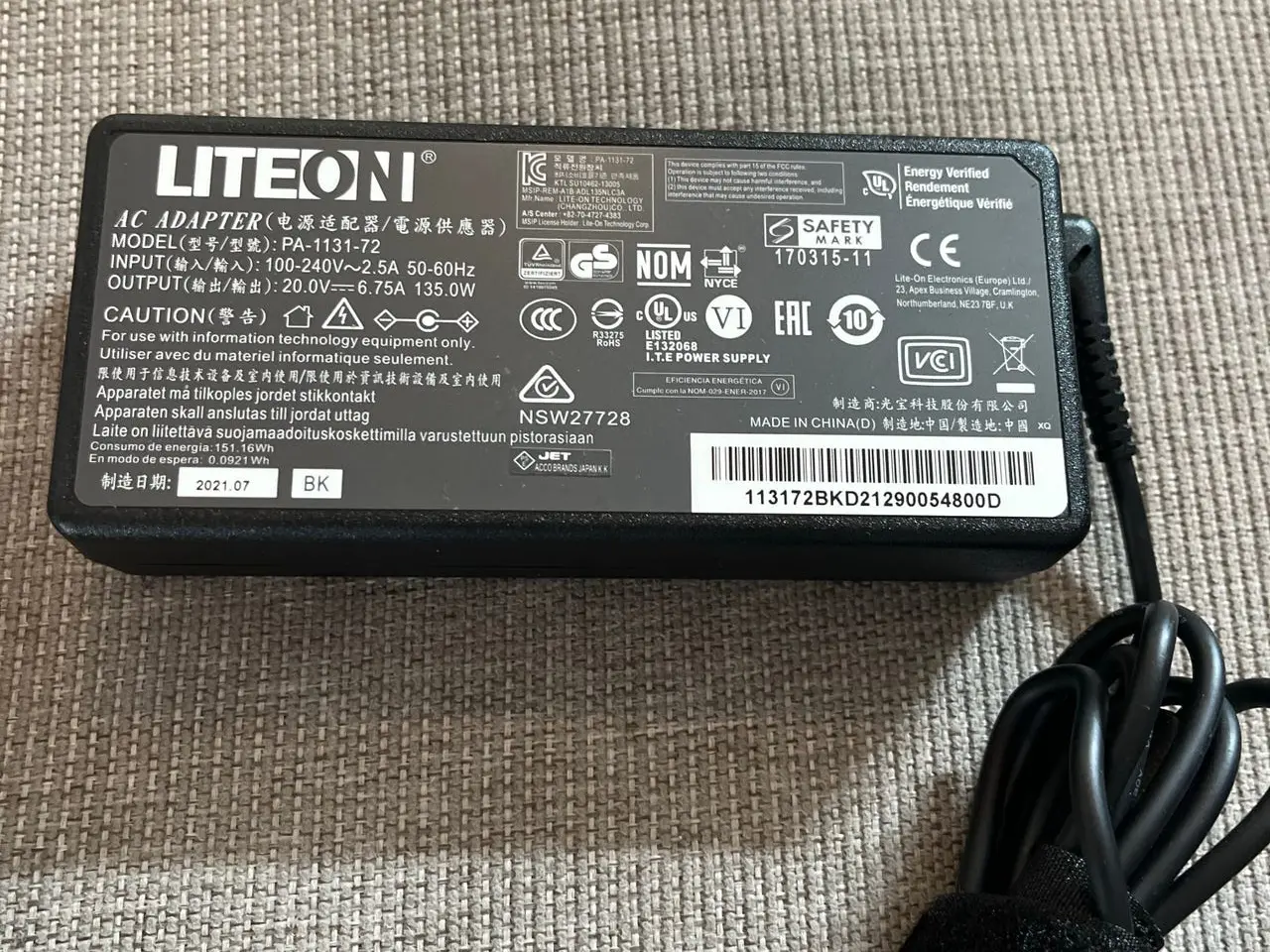 Billede 3 - LiteOn PA-1131-72 laptop oplader 135W